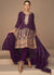 Purple Sequence Embroidery Anarkali Dhoti Pant Suit