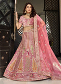 Bridal Pink Multi Embroidered Wedding Lehenga Choli