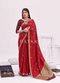Bridal Red Embellished Banarasi Silk Saree