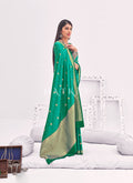 Green Embellished Banarasi Silk Saree