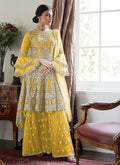 Indian Clothes - Yellow Beige Multi Embroidered Designer Gharara Suit