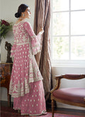 Pink Beige Multi Embroidered Designer Gharara Suit, Salwar Kameez