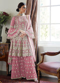 Indian Clothes - Pink Beige Multi Embroidered Designer Gharara Suit