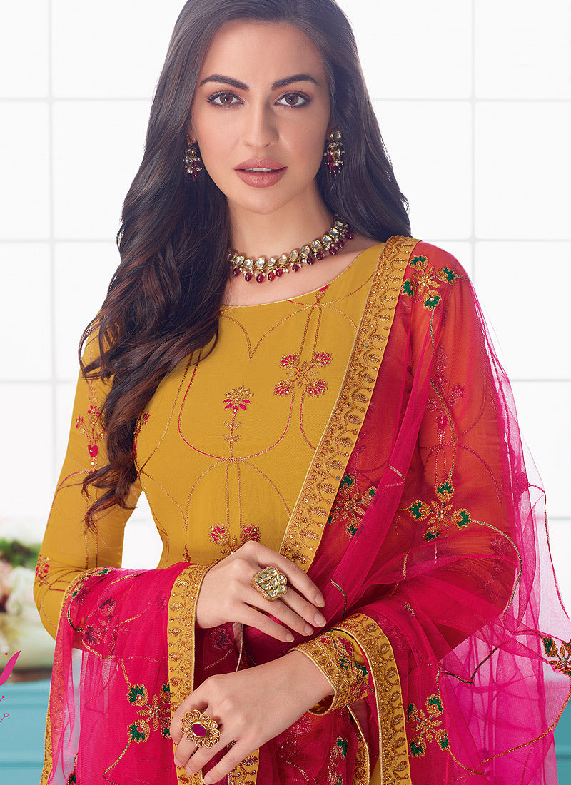 Yellow White Punjabi Patiala Salwar Suit, Embroidered Suit Pure Silk – CNP  Associates LLC