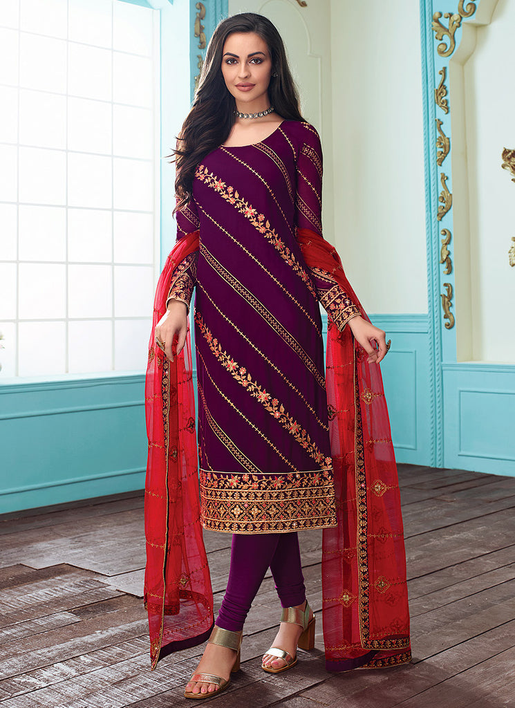 Embroidered Indian Churidar Suit