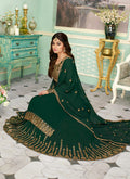 Dark Green Embroidered Sharara Style Suit