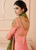 Peach And Green Traditional Anarkali Suit