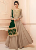 Indian Clothes - Beige And Green Traditional Anarkali Suit