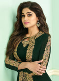 Dark Green Embroidered Jacket Style Anarkali Suit, Salwar Kameez