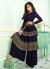 Navy Blue Embroidered Layered Style Palazzo Suit, Salwar Kameez