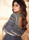 Indian Suits - Grey Golden Anarkali Suit