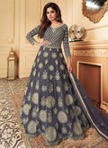 Grey Golden Anarkali Suit