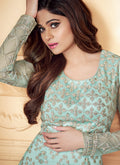 Indian Dresses - Light Blue Traditional Anarkali Suit