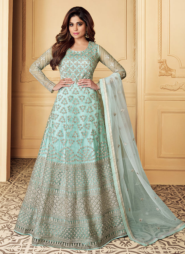 Buy Anarkali Suit Online - Deep Purple Embroidered Jacket Anarkali Gown  With Jacket