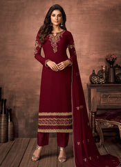 Red Embroidered Salwar Kameez