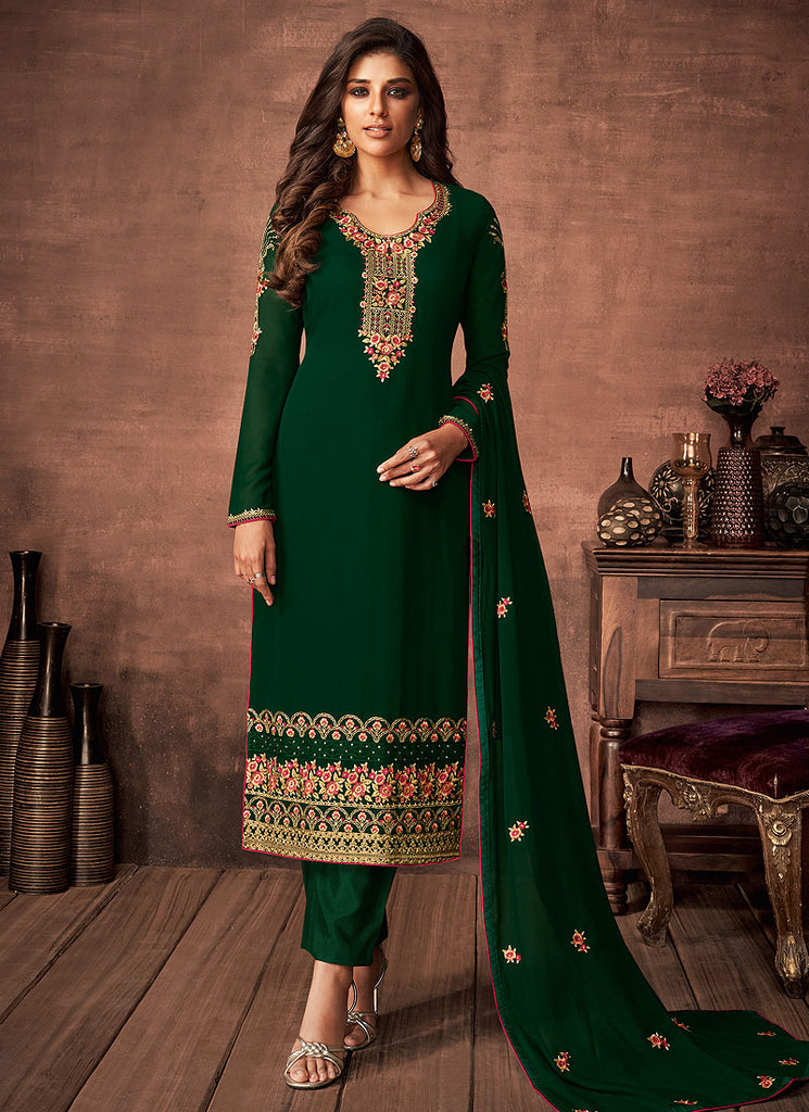 Green Embroidered Salwar Kameez