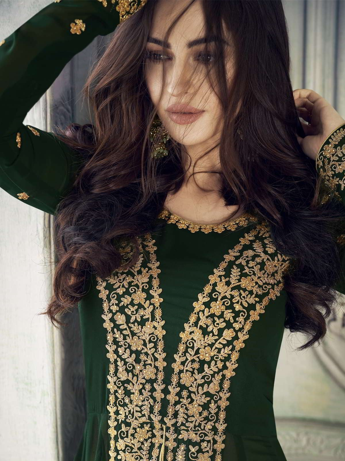 Green Overall Party Wear Pant Suit