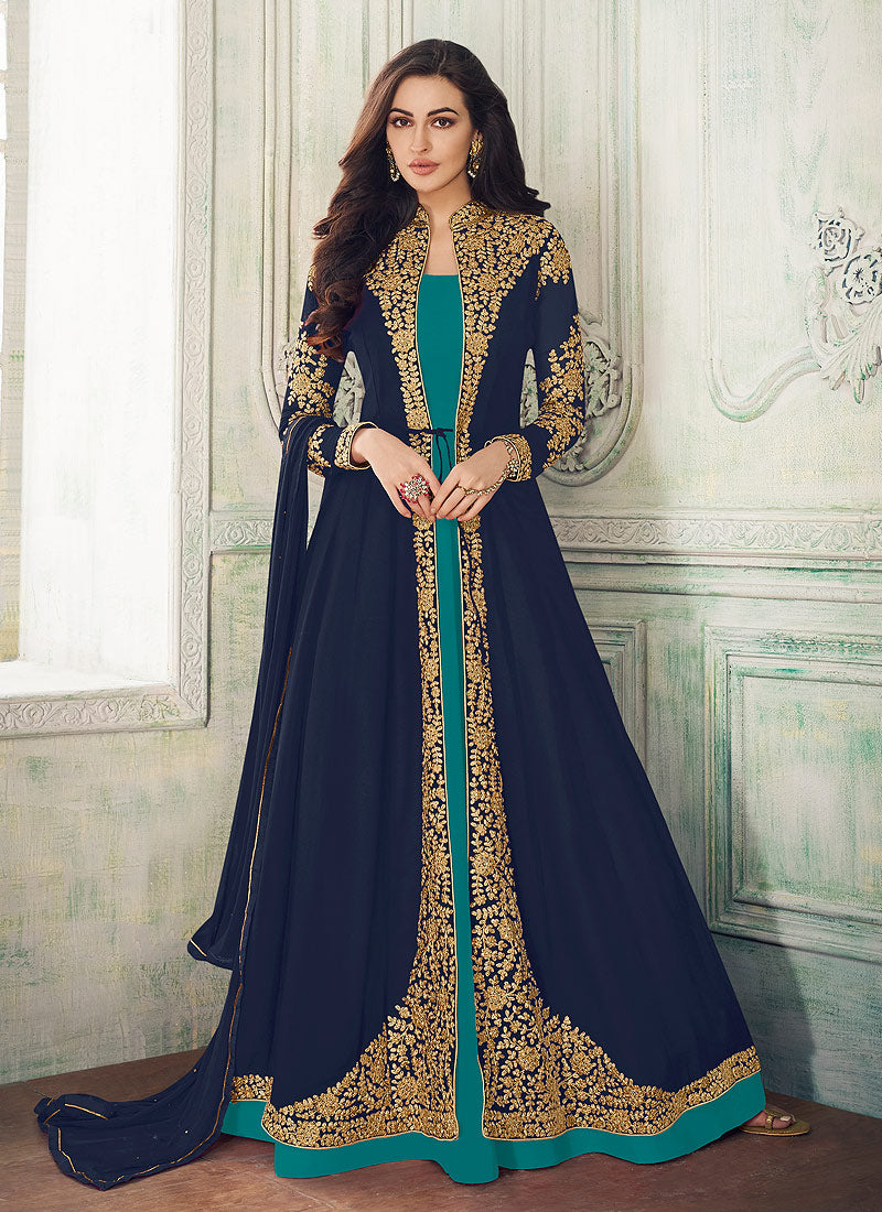 Jacket Style Embroidered Pant Suit