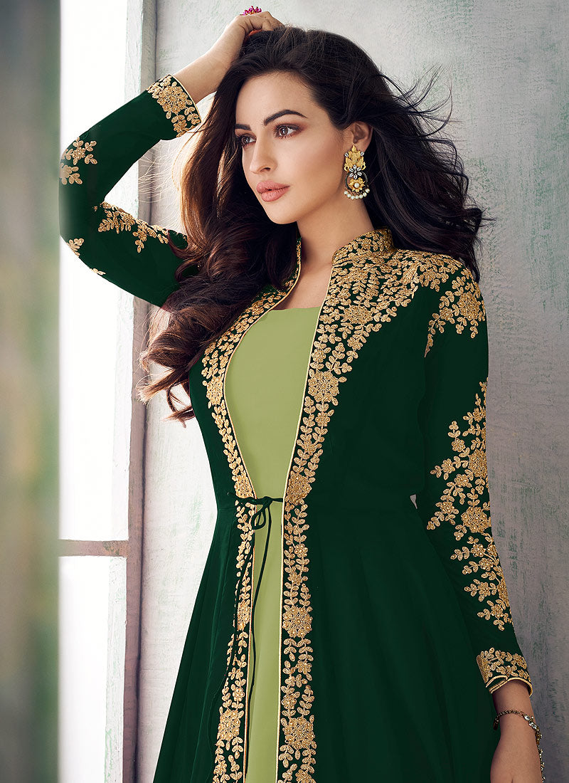 Jacket Style Embroidered Pant Suit