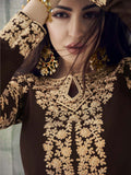 Dark Brown Overall Party Wear Pant Suit 