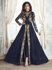 Blue Designer Slit Style Anarkali Pant Suit