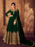 Deep Green Golden Party Wear Anarkali Suit