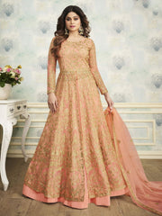 Peach Heavy Indo Western Wedding Lehenga
