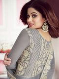 Grey Overall Embroidered Net Anarkali Suit