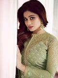 Light Green Overall Embroidered Net Anarkali Suit