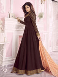 Brown And Peach Traditional Embroidered Anarkali Suit