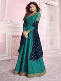 Turquoise And Blue Traditional Anarkali Suit