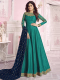 Turquoise And Blue Traditional Anarkali Suit