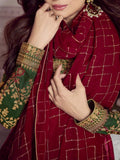 Green And Red Traditional Anarkali Suit