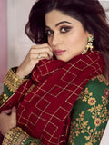 Green And Red Traditional Anarkali Suit