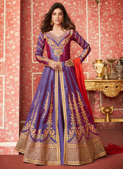 Bluish Purple Anarkali Lehenga Suit