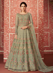 Light Green Multi Embroidered Anarkali Suit