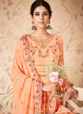 Light Orange Floral Embroidered Anarkali Suit