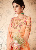 Light Orange Floral Embroidered Anarkali Suit