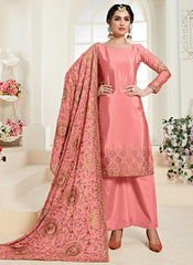 Pink Golden Palazzo Suit