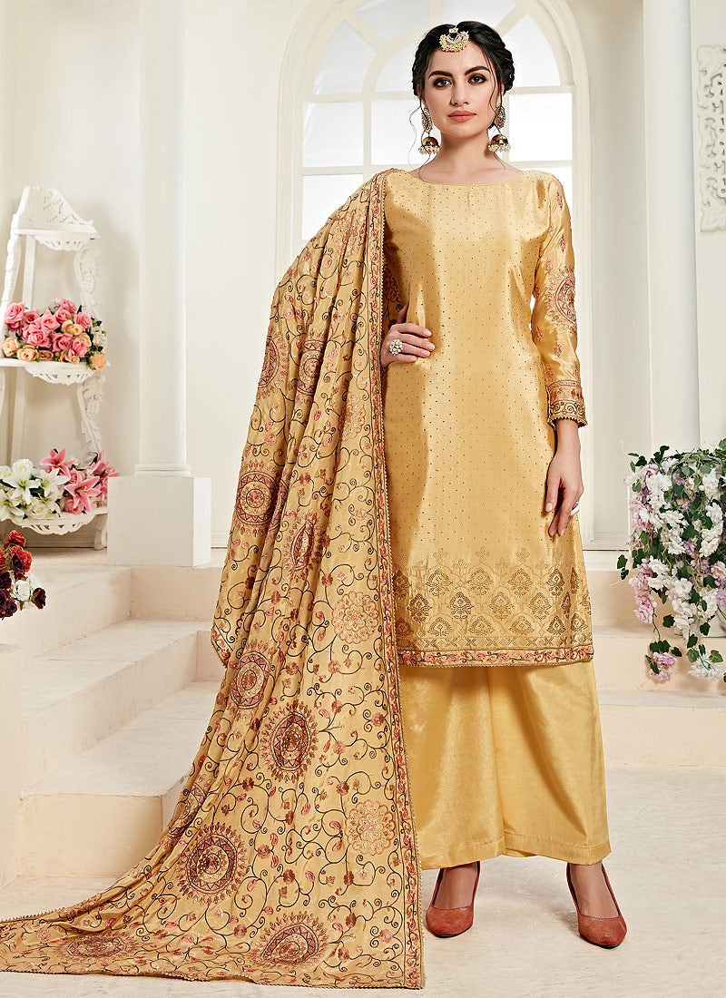 Yellow Golden Palazzo Suit
