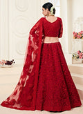 Red Pearl Embroidered Wedding Lehenga Choli