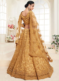 Mustard Yellow Pearl Embroidered Wedding Lehenga Choli