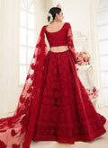 Bridal Red Pearl Embroidered Wedding Lehenga Choli