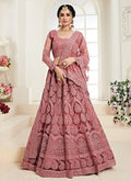 Indian Clothes - Blush Pink Pearl Embroidered Wedding Lehenga Choli