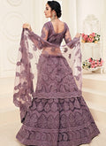 Purple Pearl Embroidered Wedding Lehenga Choli