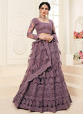 Purple Pearl Embroidered Wedding Lehenga Choli