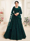 Bottle Green Pearl Embroidered Wedding Lehenga Choli