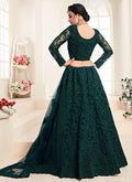 Bottle Green Pearl Embroidered Wedding Lehenga Choli