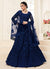 Indian Clothes - Navy Blue Pearl Embroidered Wedding Lehenga Choli