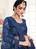 Dark Blue Pearl Embroidered Wedding Lehenga Choli, Lehenga